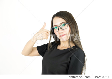 Asian young business woman with thumb up isolated. Asian young business woman with thumb up isolated. 39240085
