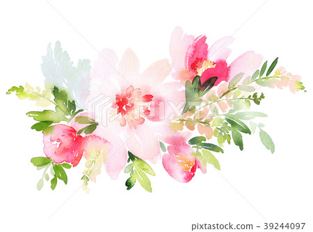 Greeting card with watercolor flowers handmade. 39244097