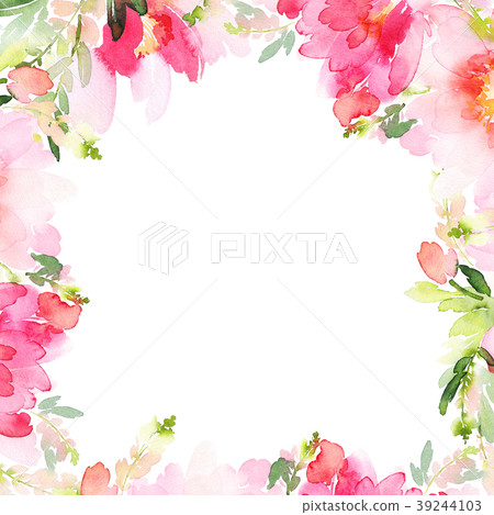 Greeting card with watercolor flowers handmade. 39244103