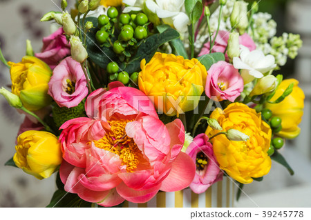Bouquet of pink peony. Floral pattern Bouquet of pink peony. Floral pattern 39245778