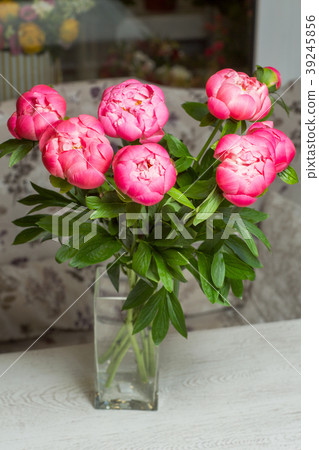Bouquet of pink peony. Floral pattern Bouquet of pink peony. Floral pattern 39245856
