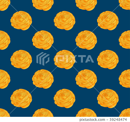 Yellow Ranunculus on Indigo Blue Background 39248474