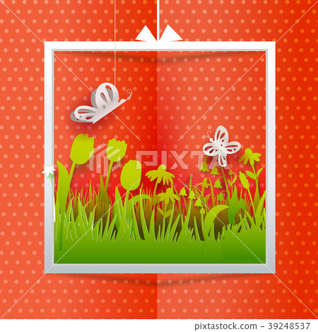 Orange banner with grass Orange banner with grass 39248537