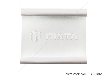 Rolled-up piece of paper with space for text. 39248650