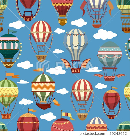 Old or retro hot air transport or striped balloons 39248652
