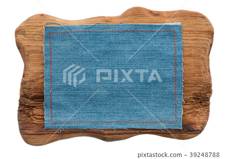 Two frames of denim and wood. Isolated 39248788