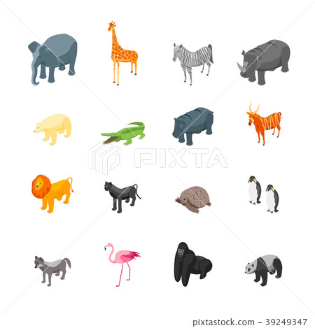 Wild Animals 3d Icons Set Isometric View. Vector Wild Animals 3d Icons Set Isometric View. Vector 39249347