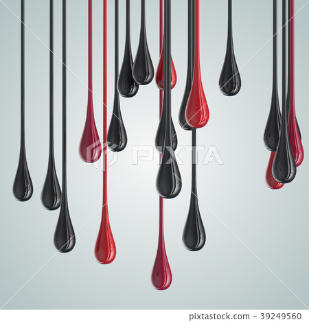 3D red and black glossy paint drop blobs 39249560