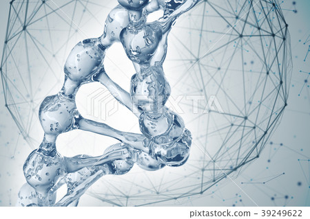 3d illustration of DNA molecule model from water. 3d illustration of DNA molecule model from water. 39249622