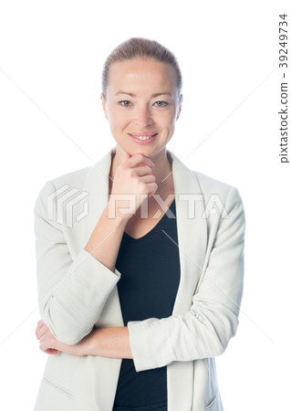 Business woman standing against white background. 39249734