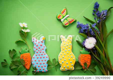 Two rabbits in the grass 39249990