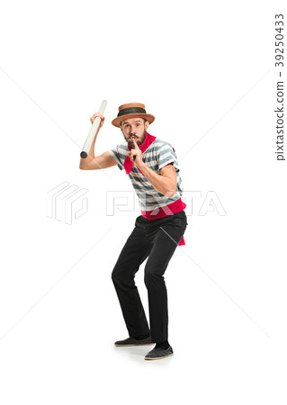 Caucasian man in traditional gondolier costume and 39250433