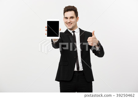 Business Concept: smiling businessman with tablet Business Concept: smiling businessman with tablet 39250462