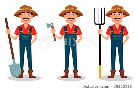 Farmer cartoon character set. 39250728
