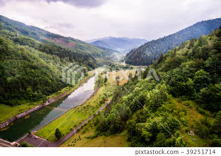 A view of Bicaz lake behind the Bicaz Dam, Romania A view of Bicaz lake behind the Bicaz Dam, Romania 39251714