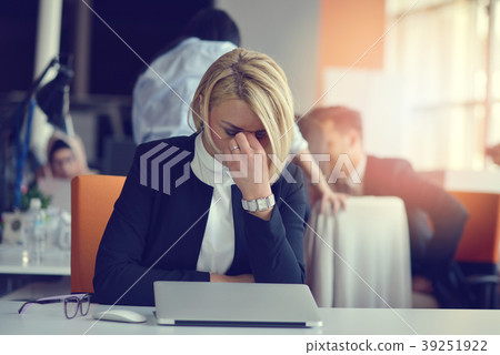 Feeling tired and stressed. Frustrated adult woman 39251922