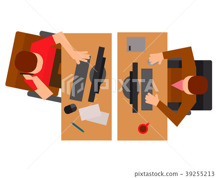 Workplace office tables vector business people 39255213