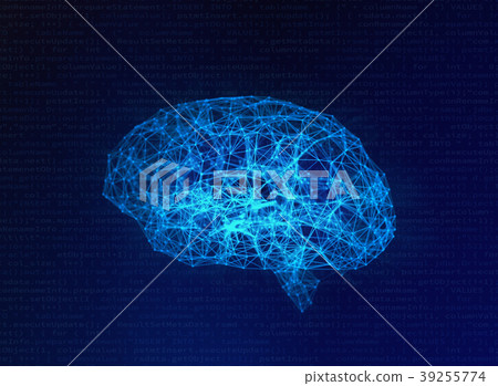 Blurry Human brain on blue background in the form 39255774