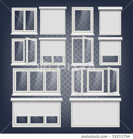 Plastic PVC Windows Set Vector. Different Types 39255794