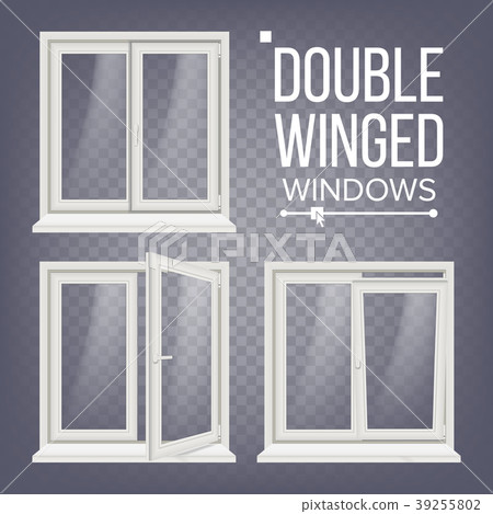 PVC Window Vector. Double-Winged. Opened And 39255802