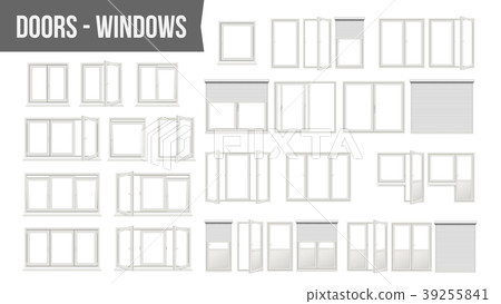 Plastic PVC Windows Doors Set Vector. Different 39255841
