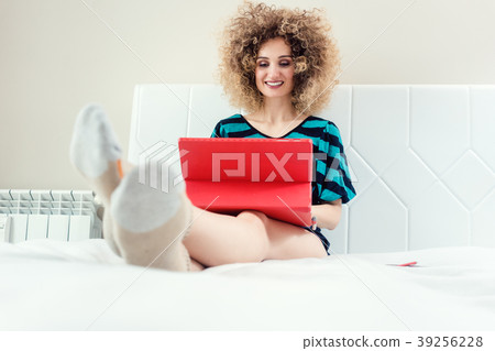 Happy self-employed woman or telecommuter 39256228