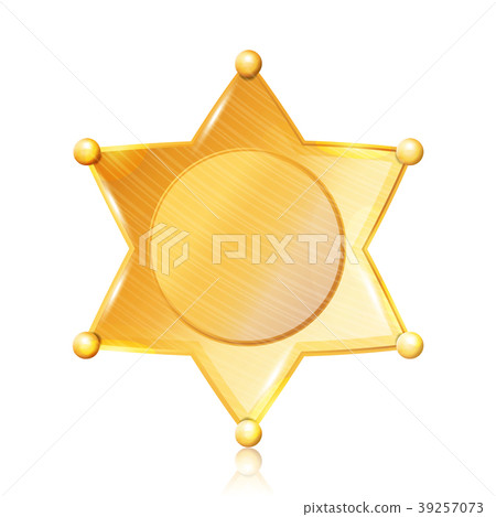 Sheriff Badge Star Vector. Gold Symbol. Municipal Sheriff Badge Star Vector. Gold Symbol. Municipal 39257073