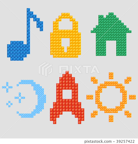 a set of pixel icons for your individual design. V 39257422