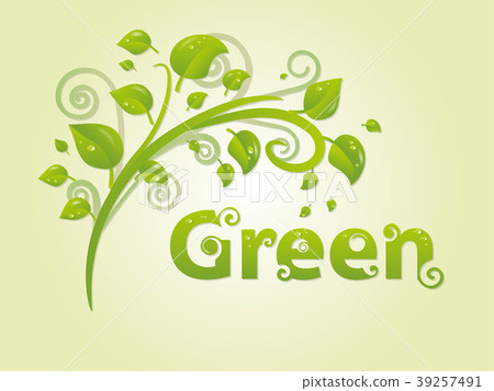 Elegant green branch with leaves and text for text Elegant green branch with leaves and text for text 39257491