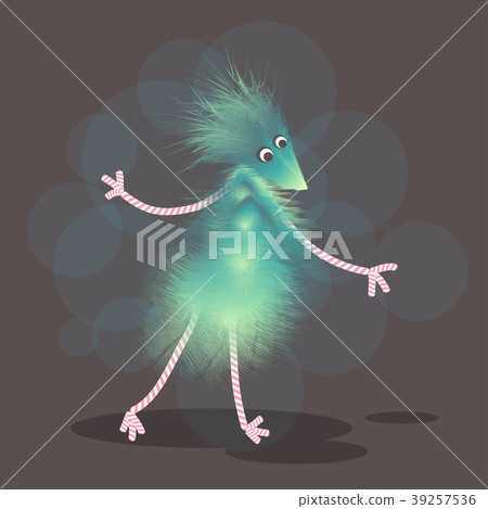 An abstract shaggy unknown animal or insect sittin 39257536