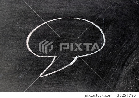 White chalk hand drawing in round bubble speech White chalk hand drawing in round bubble speech 39257789