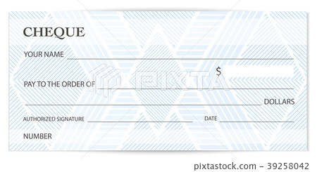 Check (cheque), Chequebook template. Guilloche 39258042