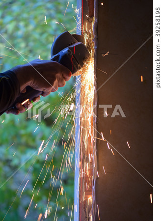 Window renovation-Metal grinding with orange Window renovation-Metal grinding with orange 39258198