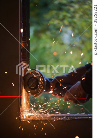 Window renovation-Metal grinding with orange Window renovation-Metal grinding with orange 39258221