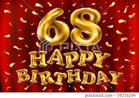 vector happy birthday 68 celebration gold balloon 39258294