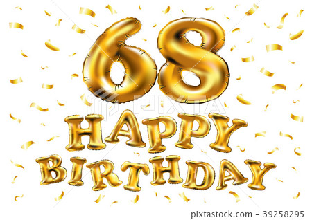 vector happy birthday 68 celebration gold balloon 39258295