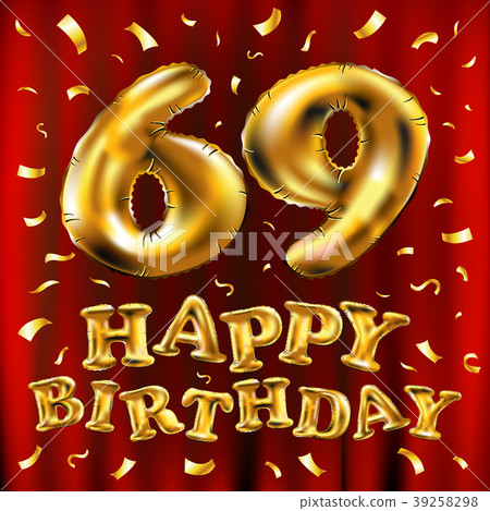 vector happy birthday 69 celebration gold balloon vector happy birthday 69 celebration gold balloon 39258298