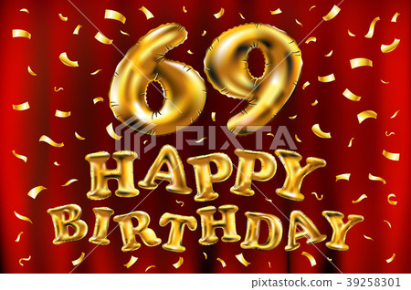 vector happy birthday 69 celebration gold balloon 39258301