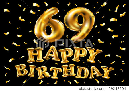 vector happy birthday 69 celebration gold balloon 39258304