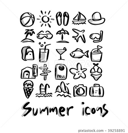 summer icons with shadow vector illustration - Stock Illustration ...