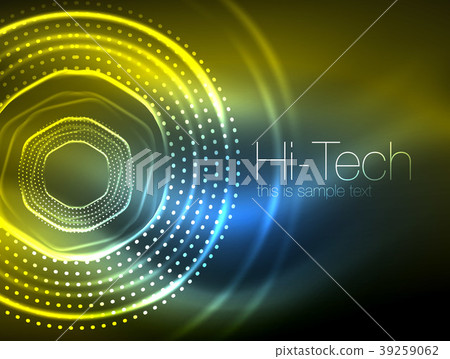 Magic neon circle shape abstract background, shiny 39259062