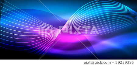 Glowing abstract wave on dark, shiny motion, magic Glowing abstract wave on dark, shiny motion, magic 39259356