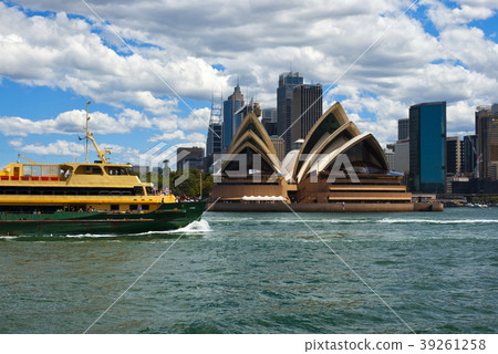Tourist Ferry with Opera house, Sydney Australia Tourist Ferry with Opera house, Sydney Australia 39261258