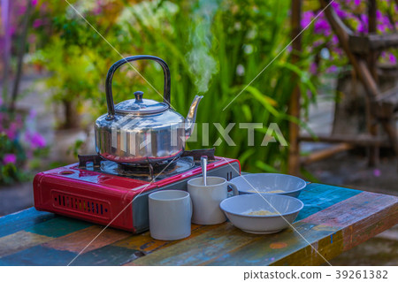 egg porridge and hot coffee 39261382