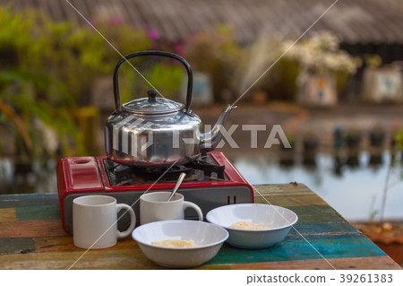 egg porridge and hot coffee egg porridge and hot coffee 39261383