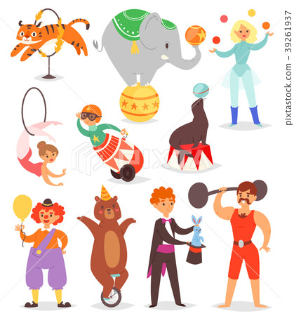 Circus people vector acrobat and clown with Circus people vector acrobat and clown with 39261937