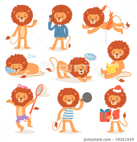 Cartoon lion vector kids leo character of wild Cartoon lion vector kids leo character of wild 39261939