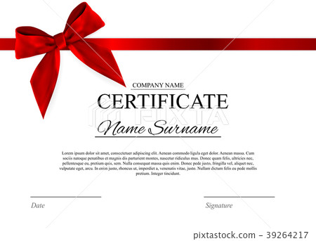 Certificate template Background with red bow Certificate template Background with red bow 39264217