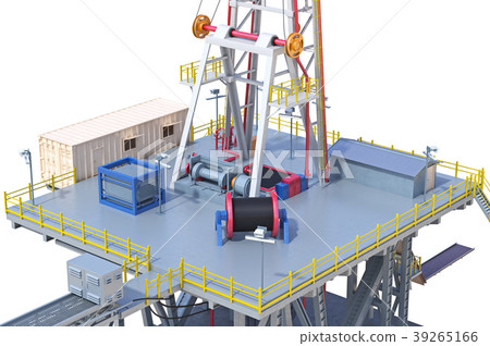 Rig drilling well, close view 39265166