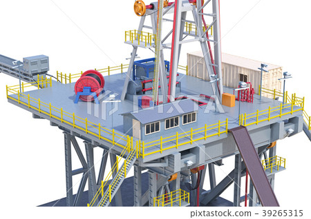 Land rig drilling with pipe, close view 39265315